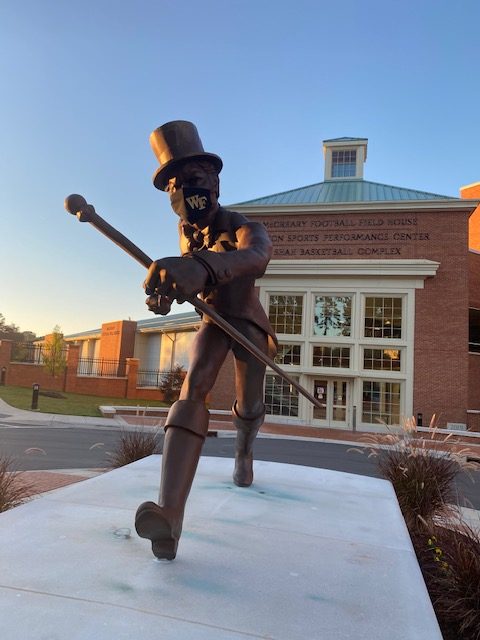 Demon Deacon statue at Wellman Plaza