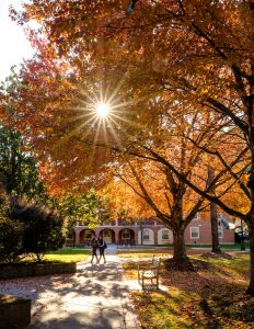 Wake Forest students walk past Johnson Residence on a cold fall afternoon on Wednesday, November 13, 2019.