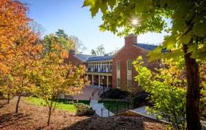 The Porter Byrum Welcome Center, home of the Office of Admissions, on the campus of Wake Forest University, Wednesday, November 6, 2019.