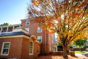 Fall color decorates the Wake Forest campus on the afternoon of Tuesday, October 27, 2020.