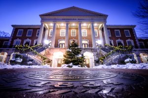 Heavy snow blankets the campus of Wake Forest University on Tuesday, December 11, 2018.