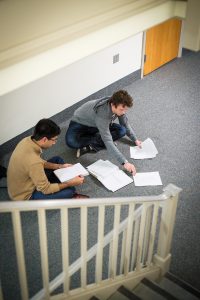 Wake Forest students study for final examinations in the Z. Smith Reynolds Library on Wednesday, December 11, 2013. Hammad Ahmed ('15) and Pierre Duncan ('16) study for their genetics exam.