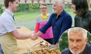 Paul Hollywood shakes contestant Henry's hand