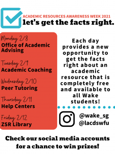 Academic Resources Awareness Week, Feb. 8-12, 2021