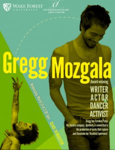 Gregg Mozgala, dancer with Cerebral Palsy, link to zoom event