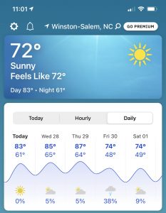 weather forecast 4/27-5/1/21
