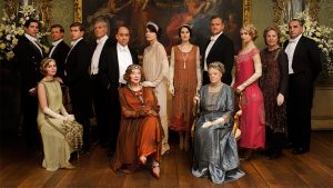 Downton Abbey promotional photo in evening dress