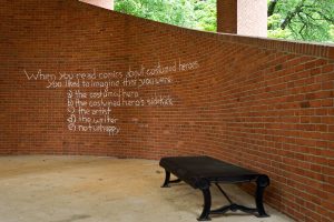 A graffito on a wall at the Scales Fine Arts Center asks a disturbing question on Tuesday, May 3, 2011.