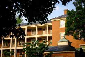 An early morning summer view of Kitchin Residence, on the campus of Wake Forest University, Wednesday, May 26, 2021.