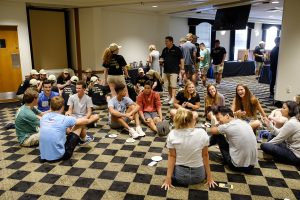 New Wake Forest students and their families enjoy breakfast in the Benson University Center on the second day of Orientation 2019 on Thursday, August 22, 2019.