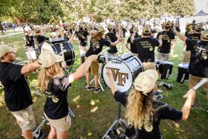 The Wake Forest Class of 2023 moves into their first-year residence halls on South Campus on Wednesday, August 21, 2019. The Marching Band, the Spirit of the Old Gold and Black, performs on South Campus.