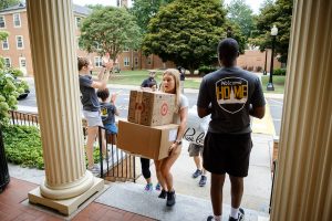 The Wake Forest Class of 2023 moves into their first-year residence halls on South Campus on Wednesday, August 21, 2019.