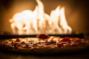 A day in the life of the Reynolda Fresh Foods Company, the Wake Forest dining hall colloquially known as "The Pit," on Tuesday, January 14, 2014. A pizza bakes in the brick oven.