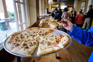 The Wake Forest University Police department hosts their "Pizza with the Police" lunch for staff and students at Zick's on the main quad, on Wednesday, February 12, 2020.