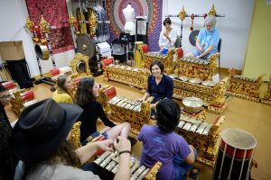 Music professor Elizabeth Clendinning leads a rehearsal for the gamelan, a traditional Indonesian musical instrument, in Scales Fine Arts Center on Tuesday, September 17, 2019.