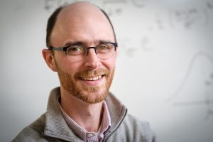 Wake Forest statistics professor Rob Erhardt poses in his Manchester Hall office on Wednesday, February 13, 2019.