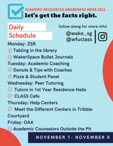 CLASS academic support week events