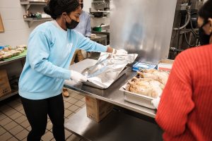 Wake Forest students volunteer to make meals for local residents during the Turkeypalooza event celebrating Thanksgiving at Campus Kitchen, on the campus of Wake Forest University on Tuesday, November 16, 2021.