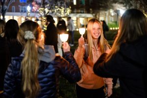 Wake Forest celebrates the Lighting of the Quad for the holiday season, on Hearn Plaza on Tuesday, November 30, 202