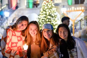 Wake Forest celebrates the Lighting of the Quad for the holiday season, on Hearn Plaza on Tuesday, November 30, 2021.