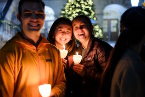 Wake Forest celebrates the Lighting of the Quad for the holiday season, on Hearn Plaza on Tuesday, November 30, 2021.