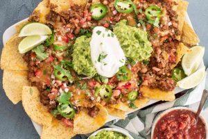 a plate of delicious-looking nachos