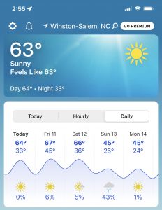 5-day forecast starting 2/10/22
