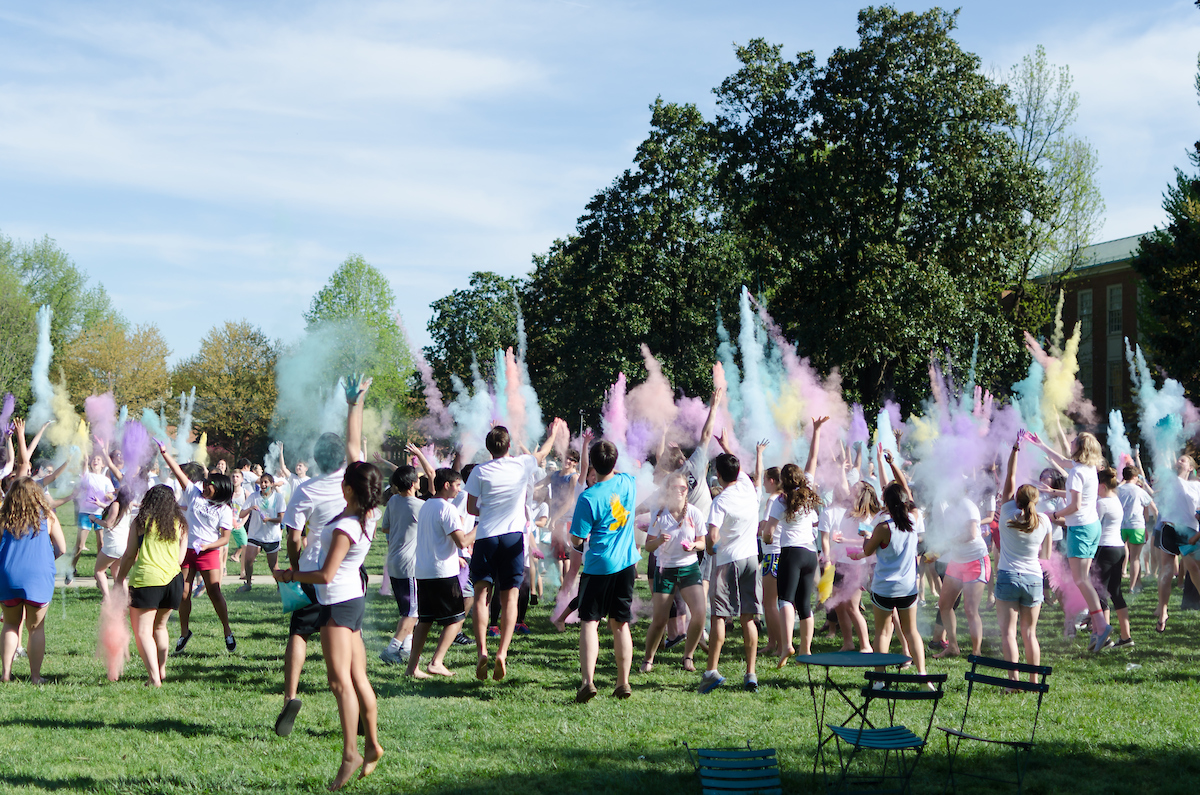 Students and Winston-Salem community members attend Holi Festival on Hearn Plaza on Saturday, April 11, 2015.