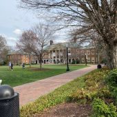 view of reynolda hall on a warm spring day