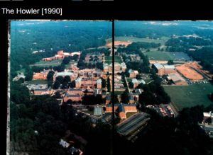 an aerial view of campus from the Howler