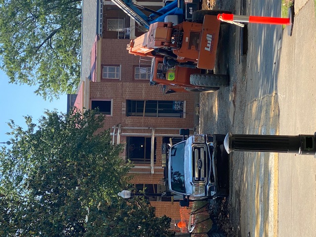 facade of Johnson Hall being added