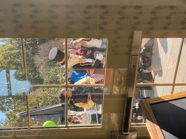 The Deacon waits in line with students, Pitsgiving 2022