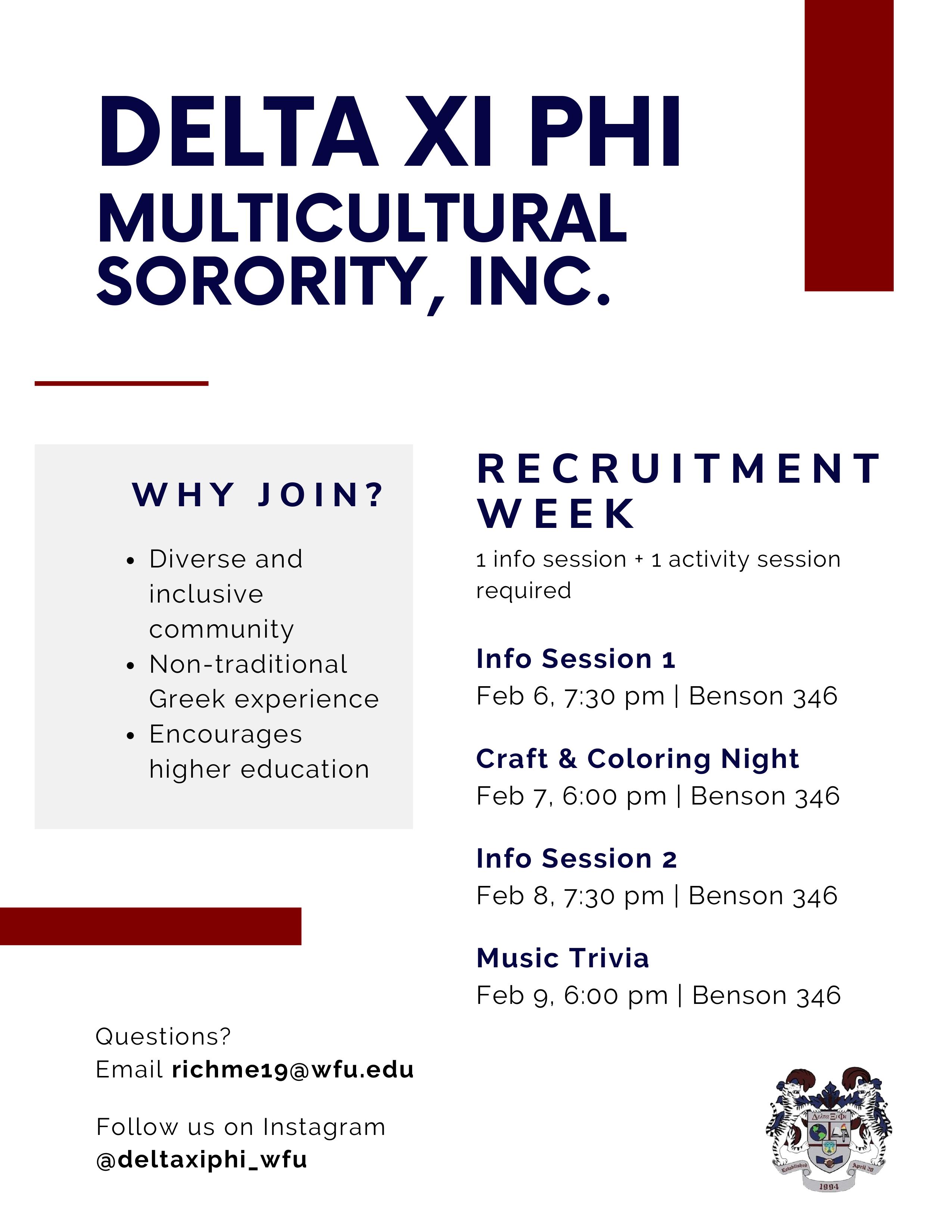 Delta Xi Phi multicultural sorority recruitment flyer