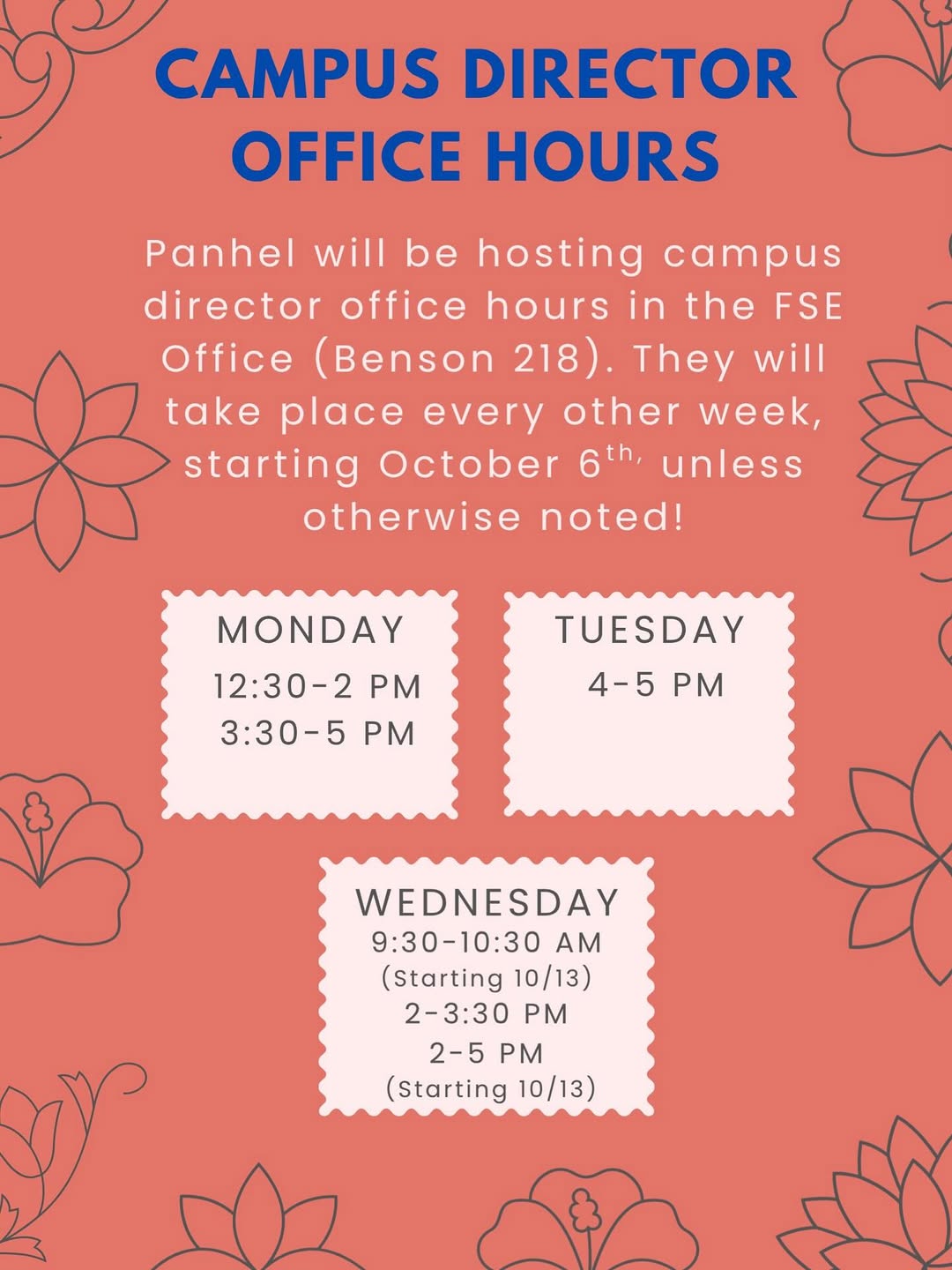 Panhell Campus Director Office Hours 2025 flyer