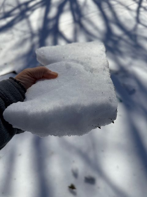 this is how thick the snow and ice blocks are