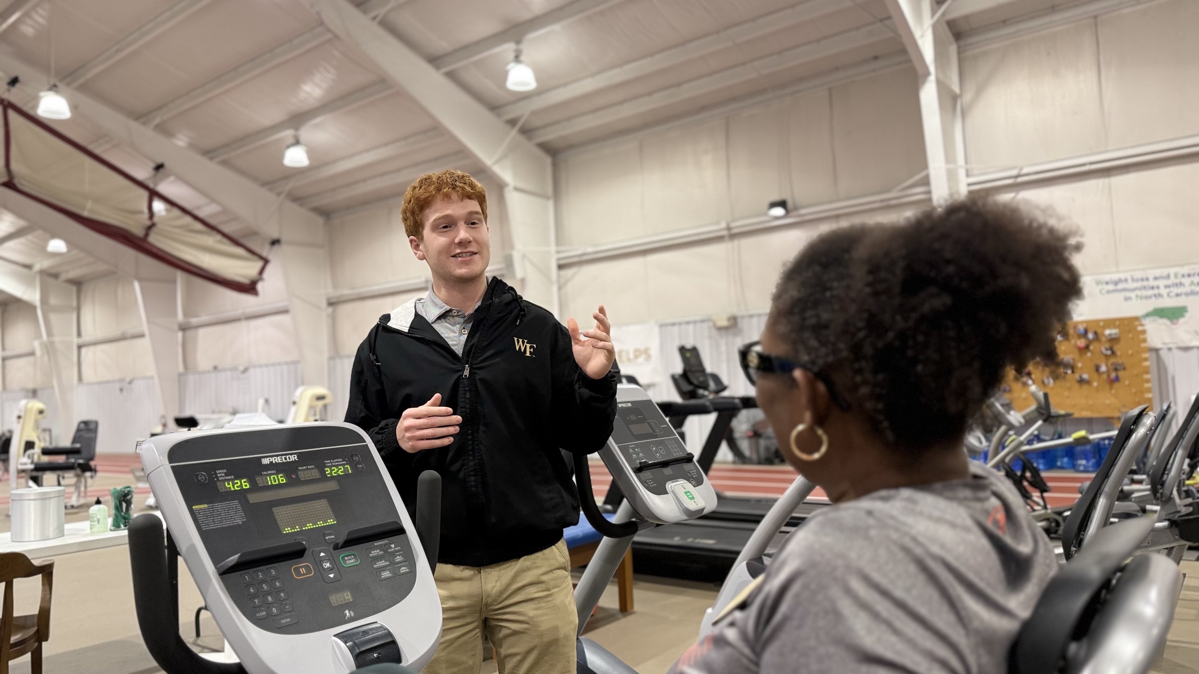 Nathan Rye ('27) working with study participants at the Clinical Research Center (CRC)