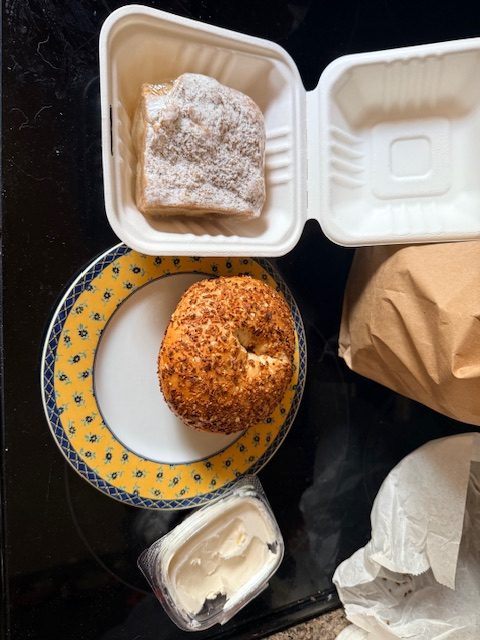 Bagel Boss in King, NC - this is their onion bagel and crumb cake