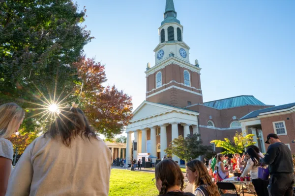 Wake Forest University students participate in the 39th annual Project Pumpkin, a volunteer service Halloween event for local school children, on Hearn Plaza on Tuesday, October 27, 2026.