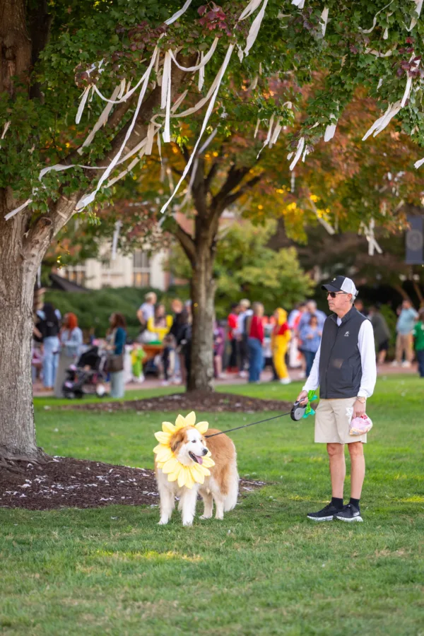 Wake Forest University students participate in the 39th annual Project Pumpkin, a volunteer service Halloween event for local school children, on Hearn Plaza on Tuesday, October 27, 2026.