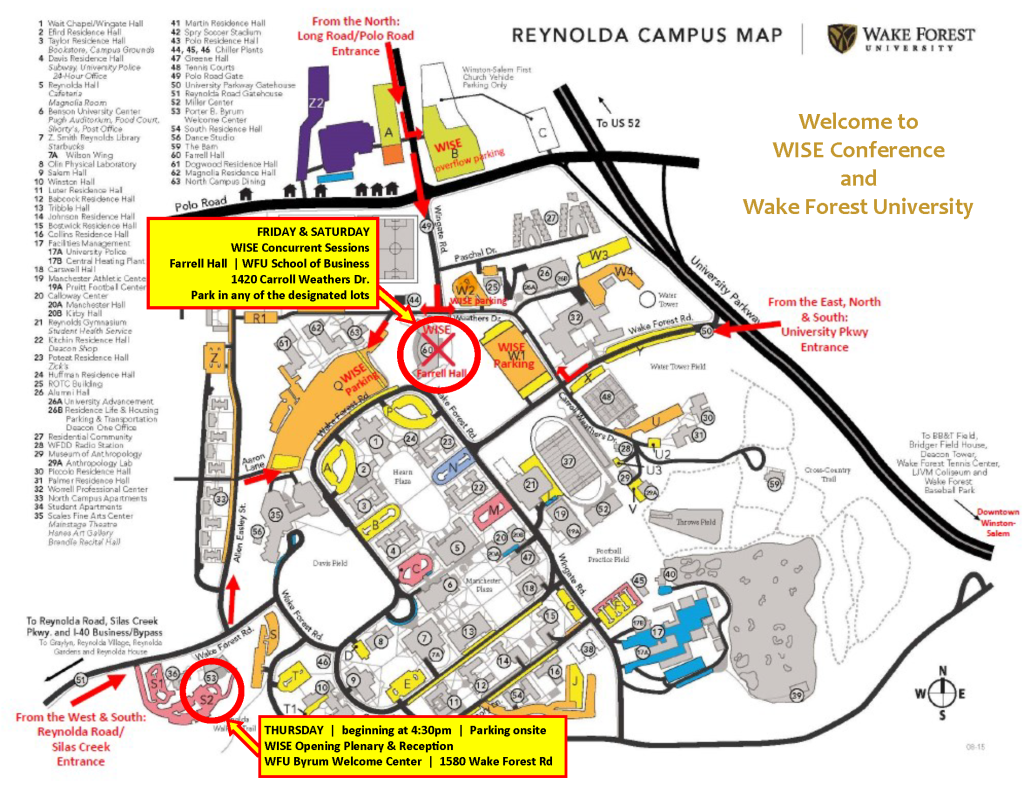 Interactive map of WFU campus https://map.concept3d.com/?id=492#!s/