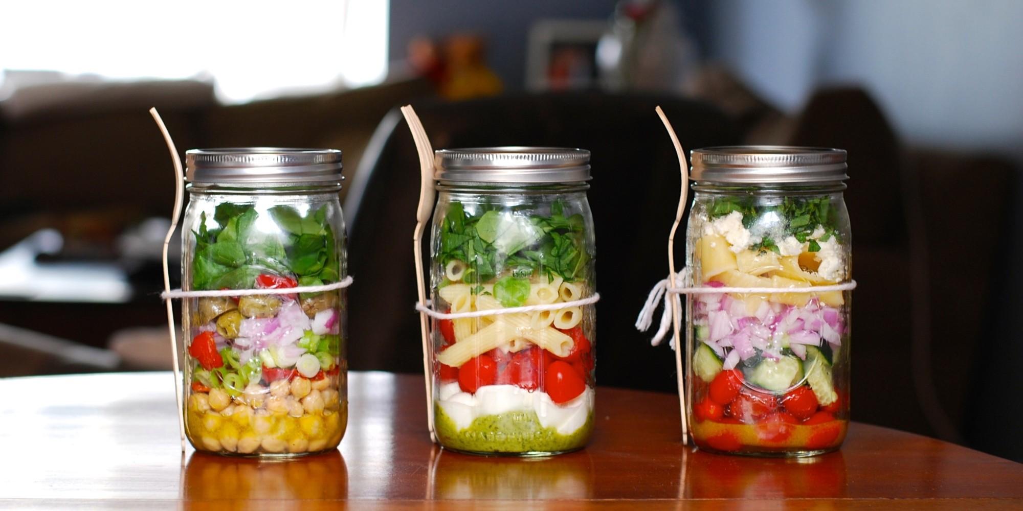 salad in a mason jar