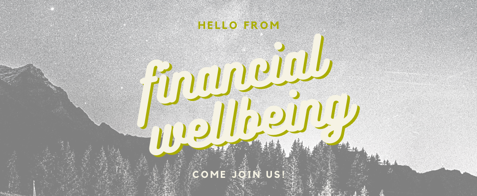 Image of mountains with title "financial wellbeing"