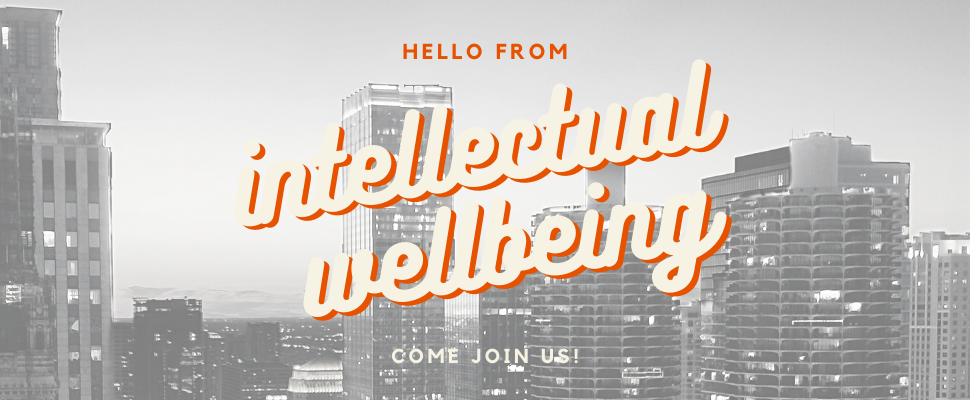 Image of skyline with title "intellectual wellbeing"