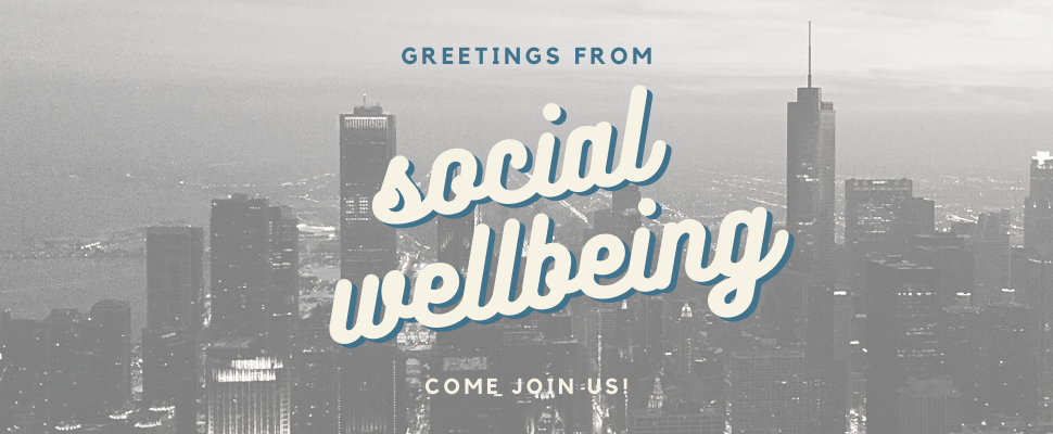 Image of skyline with title "social wellbeing"