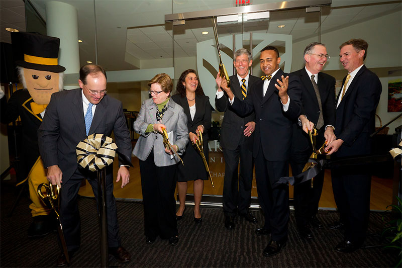 Wake Forest University holds a ribbon cutting ceremony for its new Charlotte Center in Uptown Charlotte on Thursday, January 26, 2012.