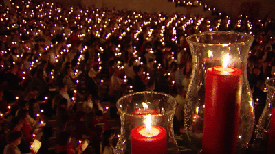 Flickering Lovefeast candles