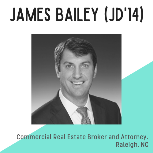 James Bailey headshot, text reads: commercial real estate broker and attorney, Raleigh, NC