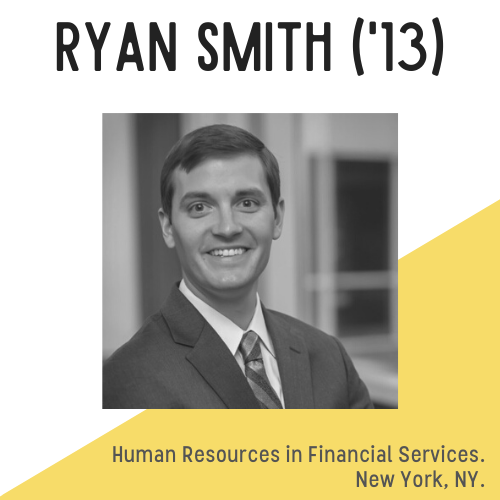 Ryan Smith headshot, text reads: human resources in financial services, New York NY