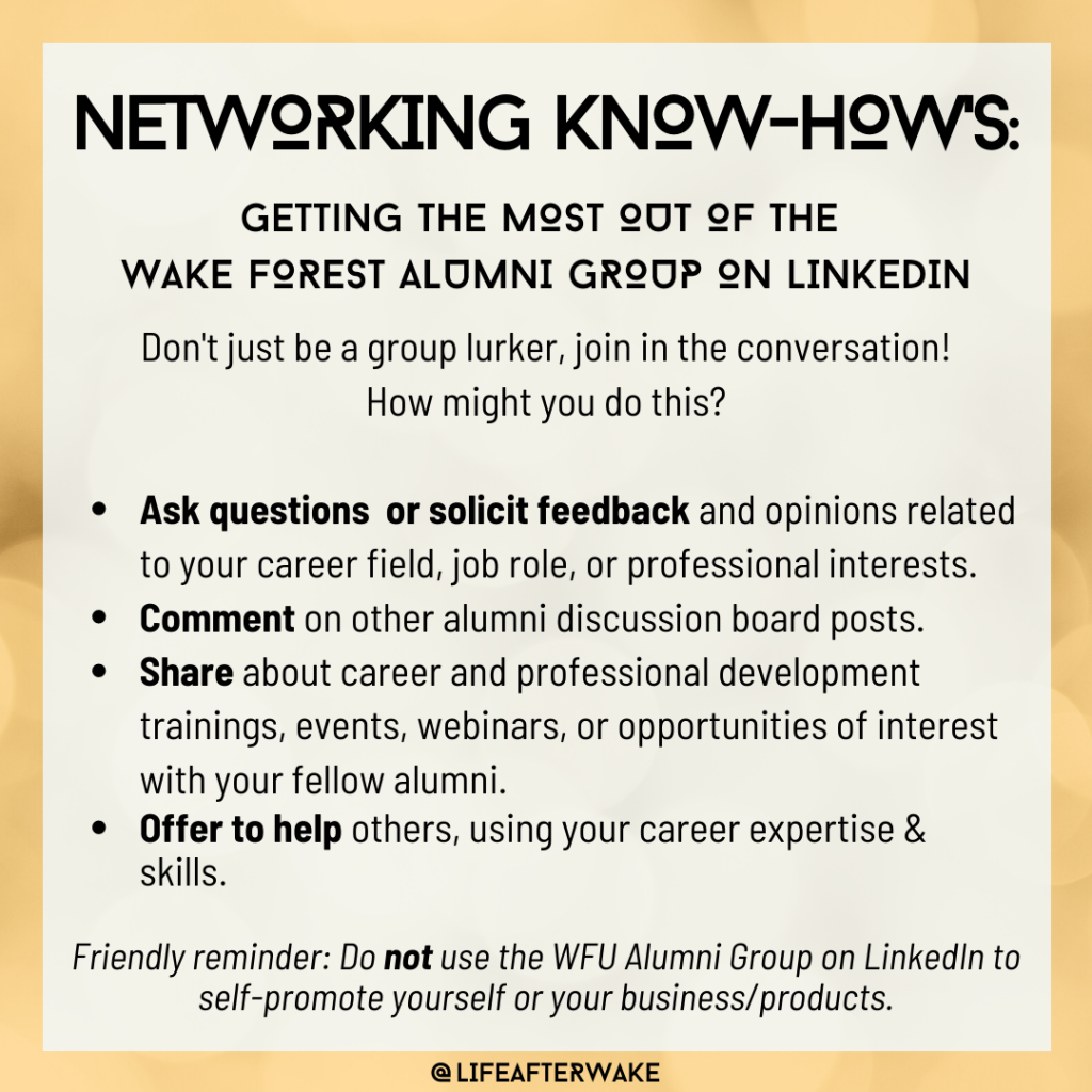 Networking Know-How's: Getting the Most Out of the Wake Forest Alumni Group on LinkedIn