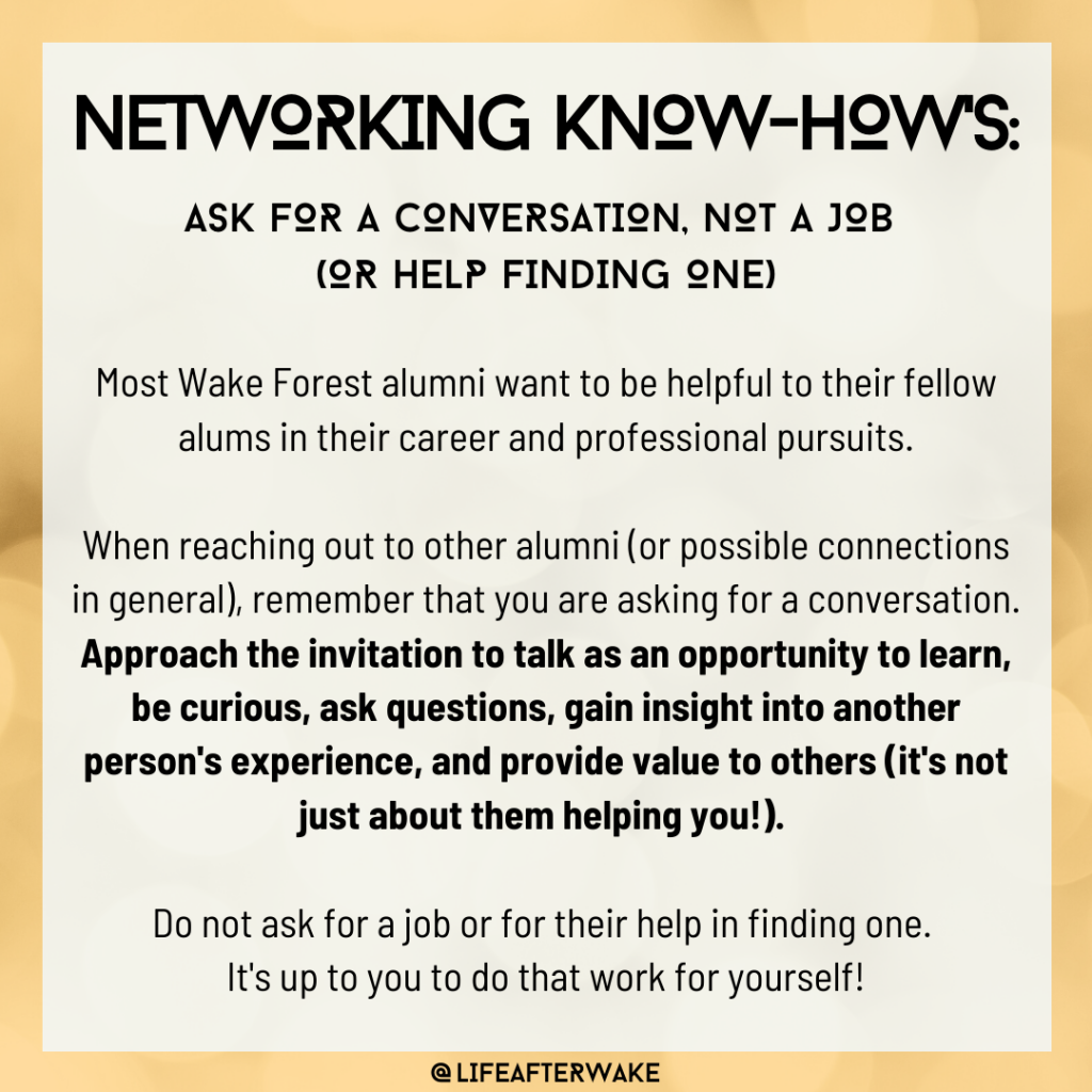 Networking Know-How's: Ask for a Conversation, Not a Job or Help Finding One